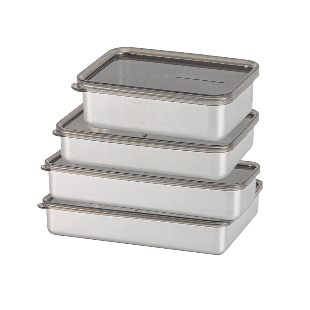 4Pcs Stainless Steel Airtight Food Storage Container with Lid for Refrigerator