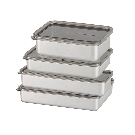 4Pcs Stainless Steel Airtight Food Storage Container with Lid for Refrigerator