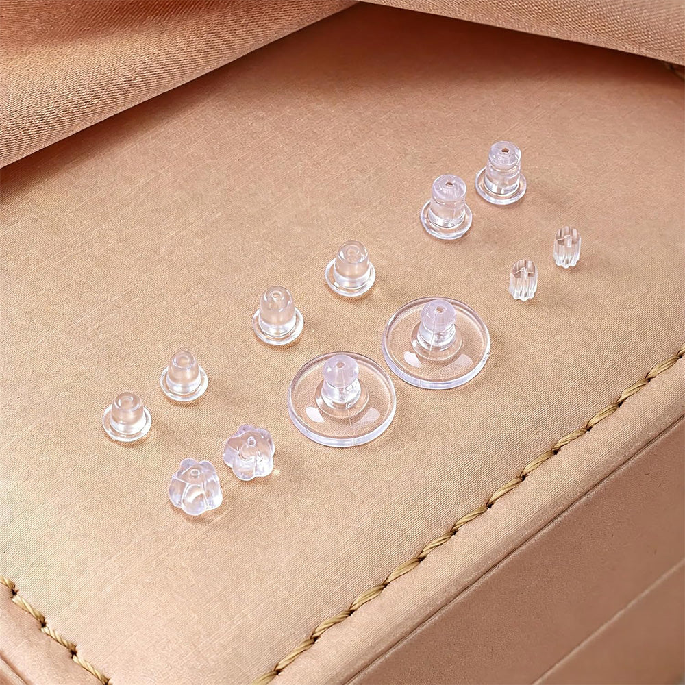 600Pcs Silicone Earring Backs Replacement Set with Storage Box and 6 Styles for Earrings
