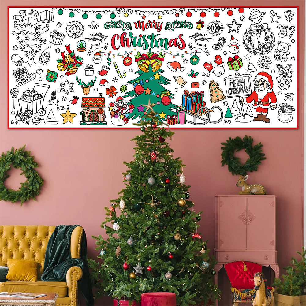 Kids Christmas Table Cloth Decoration Kids DIY Coloring Xmas Tablecloth