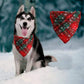 Snowflakes Christmas Dog Bandana Buffalo Plaid Pet Scarf Dog Triangle Bandana