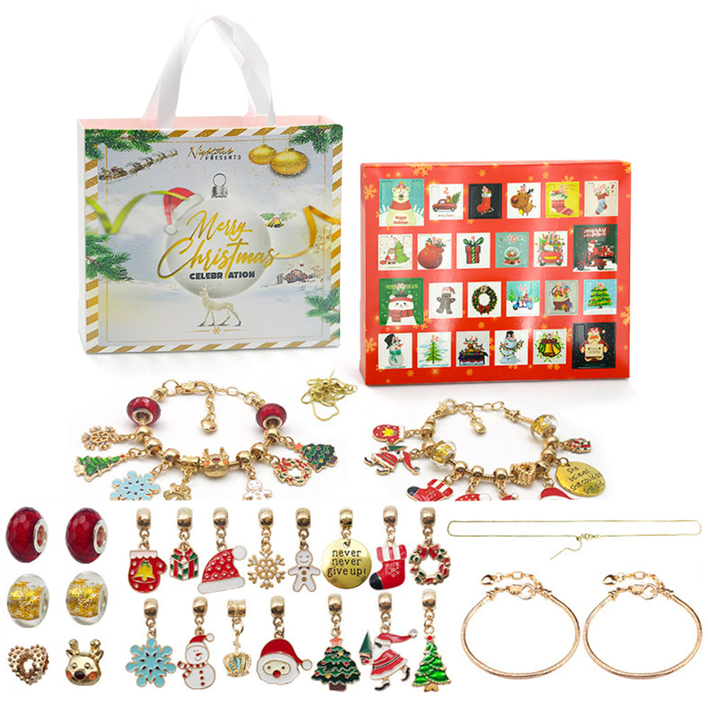 Christmas Advent Countdown Calendar Charm Bracelet Necklace Making Kit