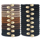15 Pack Thick Hair Ties with Gold Beads for Women Girls Ponytail Holders