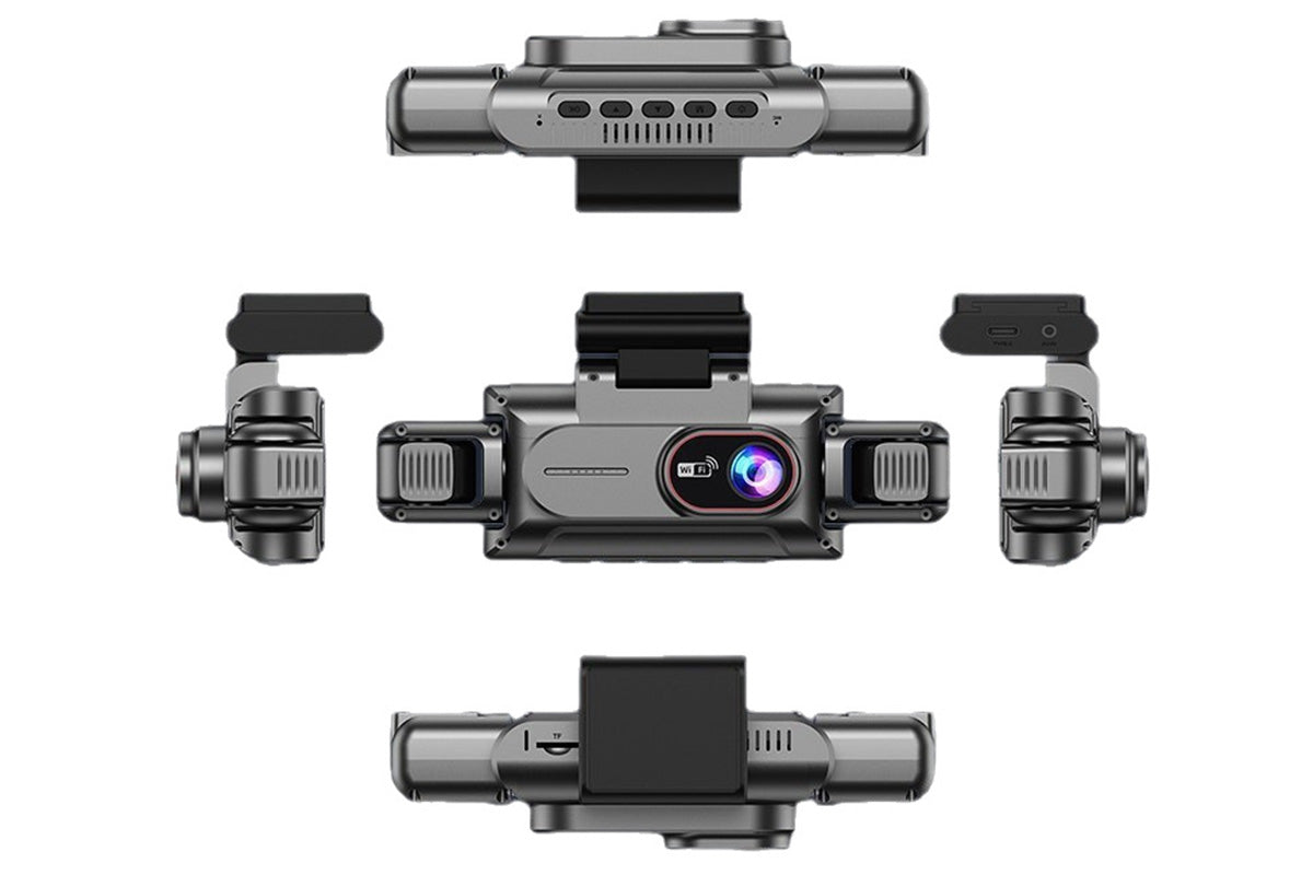 4-Channel WiFi Dash Cam with 64GB Memory Card Night Vision Car Recorder 1080P Car Camera 480P Dash Camera