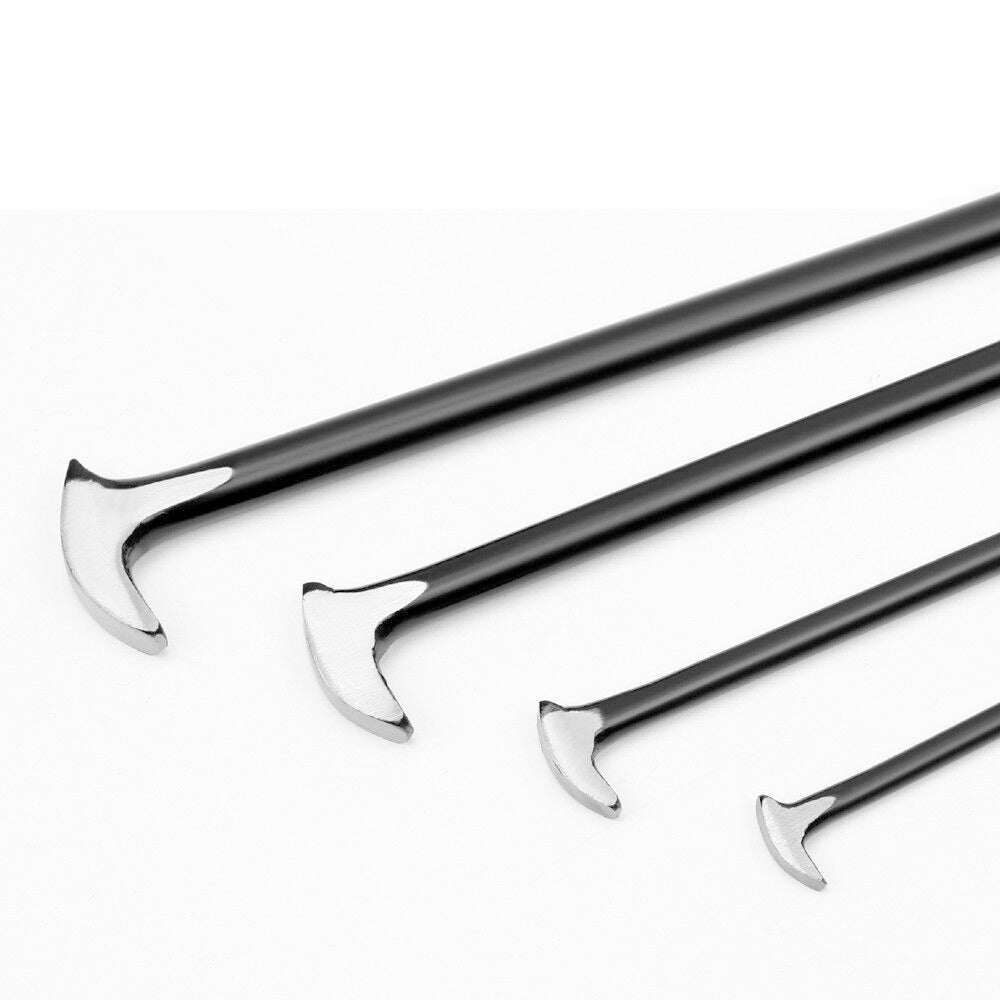 4Pcs Solid Steel Pry Bar Set with Rolled Heel for Heavy-Duty Prying