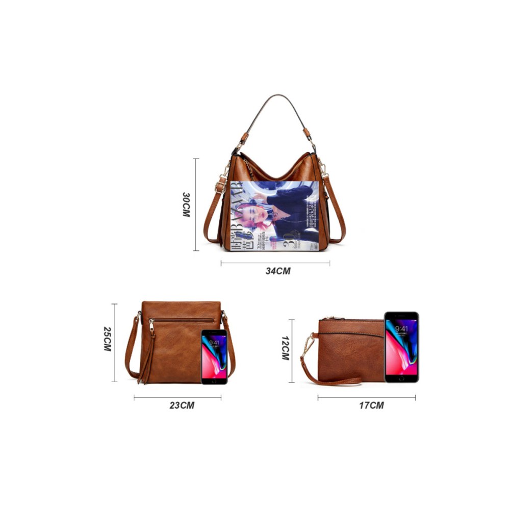 Leather Handbags Shoulder Bag and Purse Set for Women Gifts