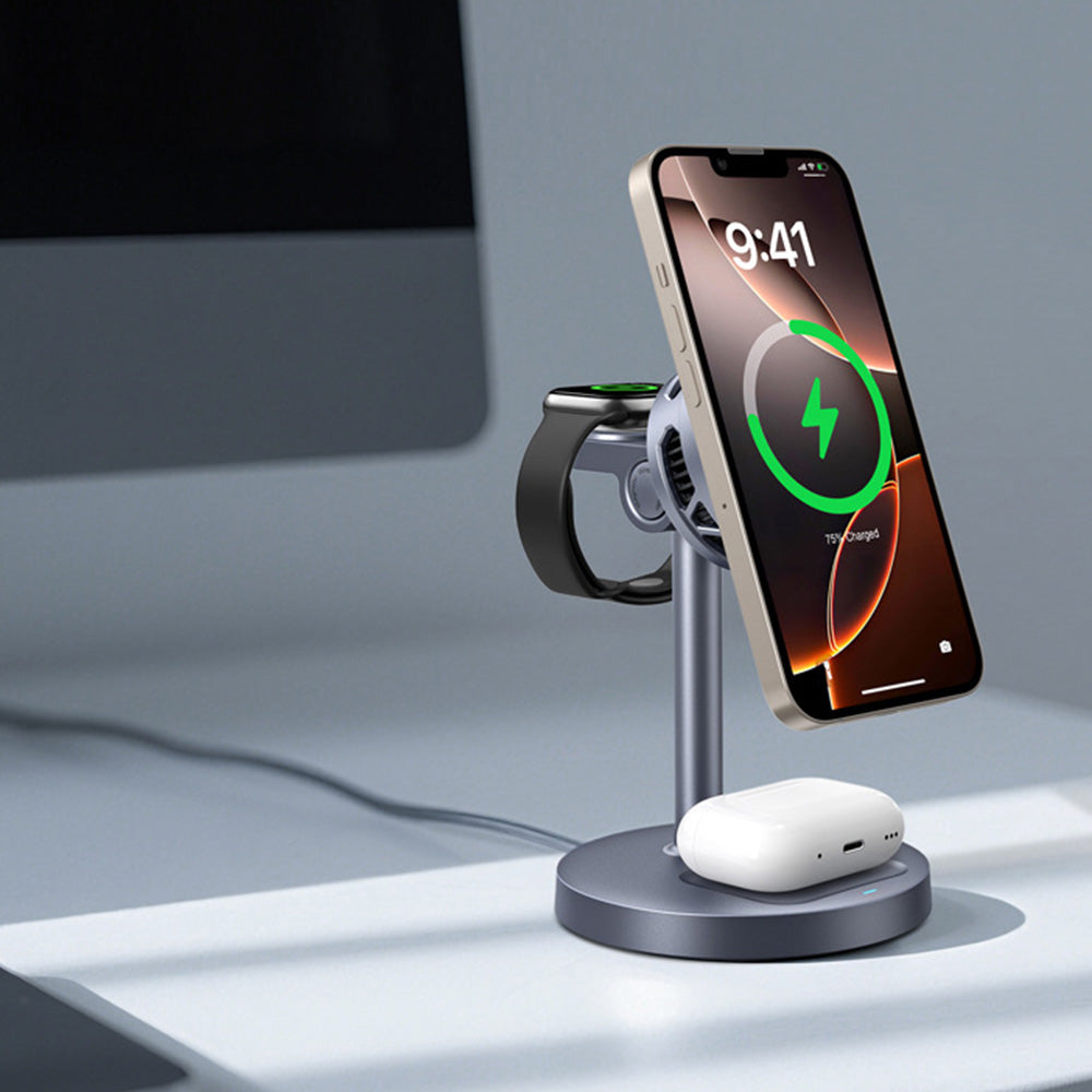 Wireless Charger Stand 3 in 1 Fast Charging Station for Phone Watch Earbuds