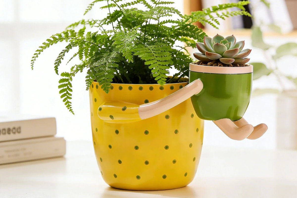 2-In-1 Resin Flower Pot with Drainage Hole