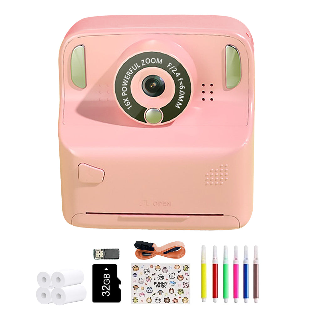 Kids Instant Print Camera with 32GB Memory Card and 5 Rolls Print Paper