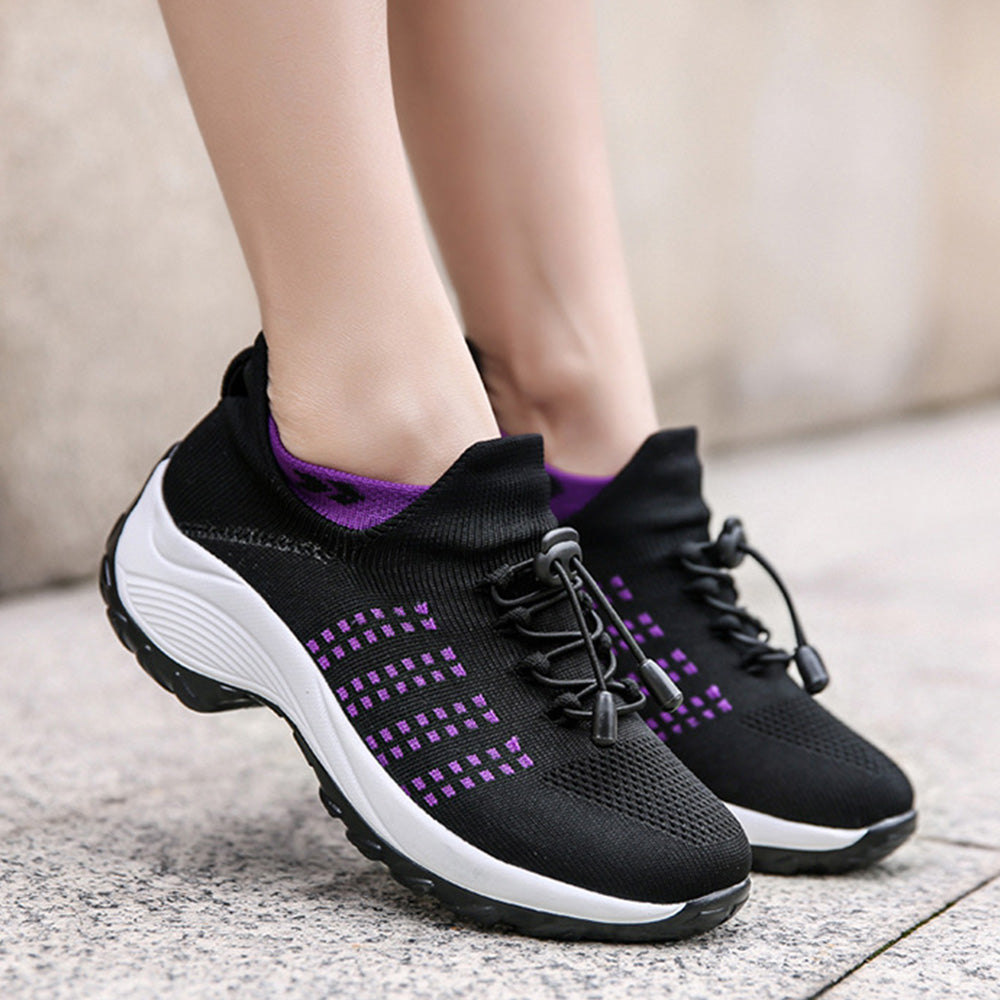 Breathable Stretch Mesh Slip On Walking Sneakers for Men and Women-Purple