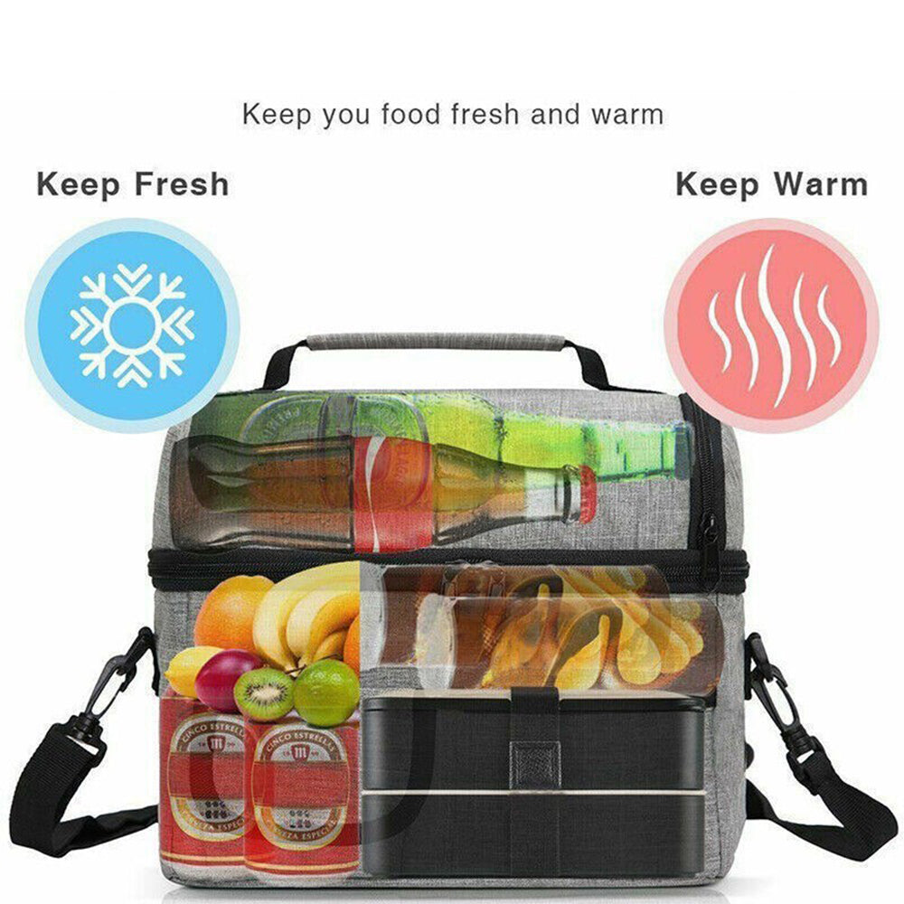 Large Insulated Cooler Lunch Bag Double Layer