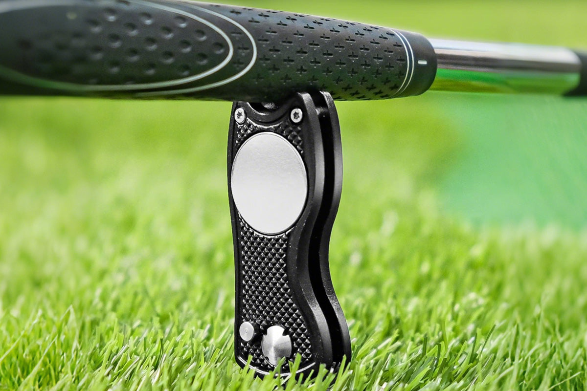 2PCS Golf Divot Repair Tool Putt Alignment Ball Marker Pop-up Fork Tine