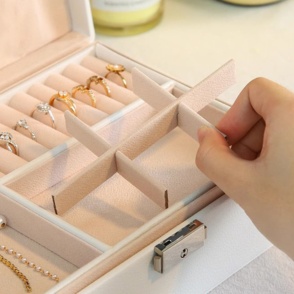 Jewellery Organiser Case Box Holder Storage Earring Ring Display with Lock and Key