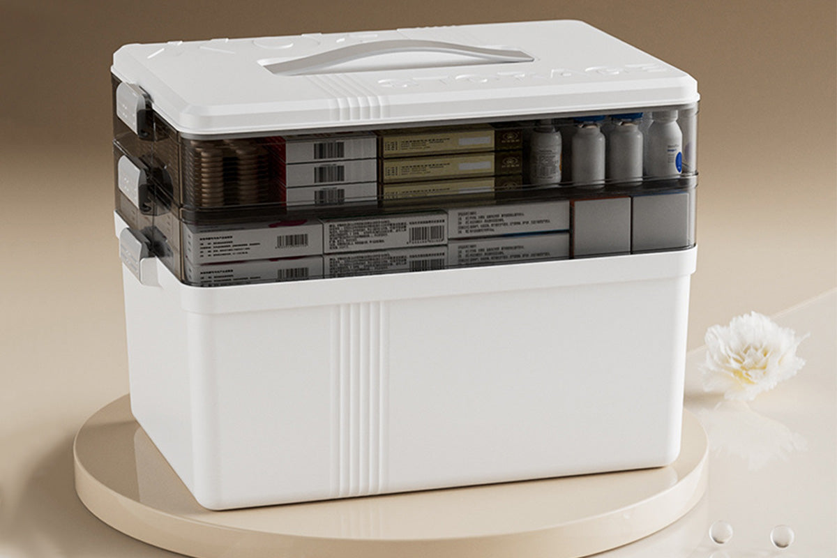 3 Tier Portable Medicine Storage Box Large Capacity Empty First Aid Cabinet for Home