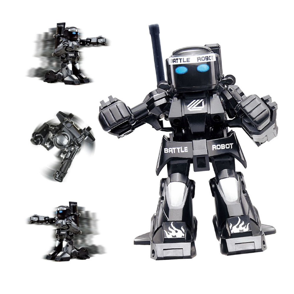 2Pcs 2.4G RC Battle Robots with Sound Effects and LED Lights-Black and White
