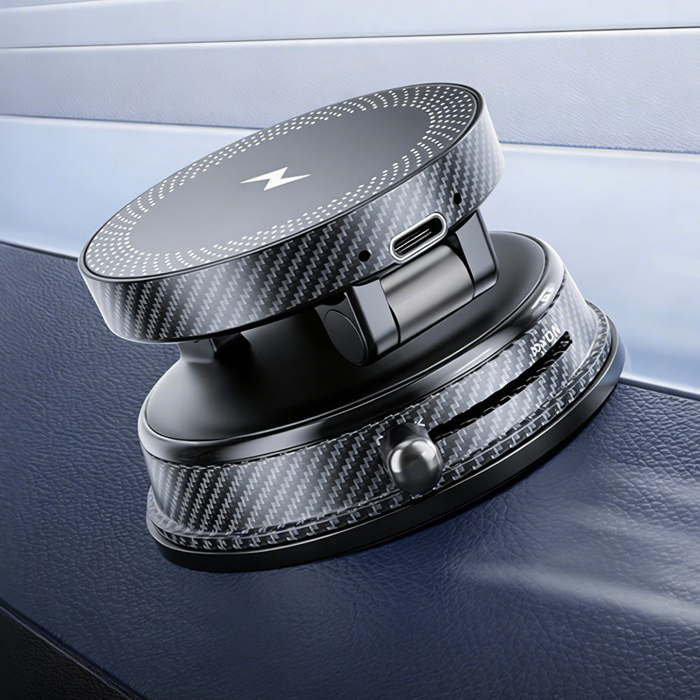 15W Car Charger Vacuum Suction Foldable Phone Mount for Dashboard