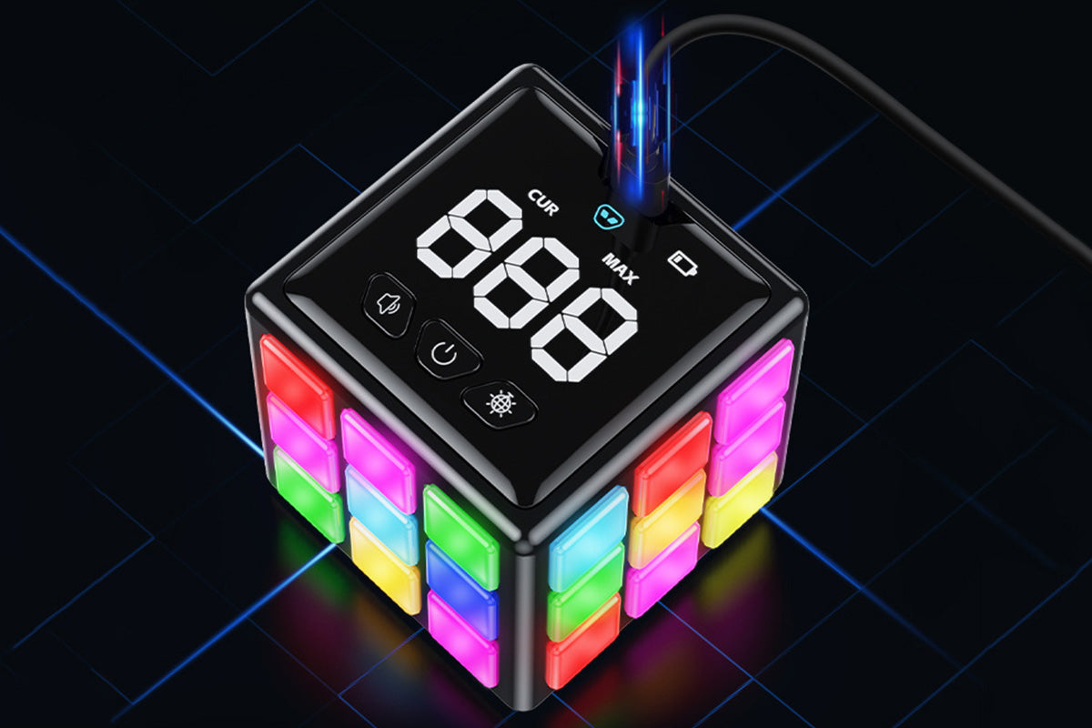 Rechargeable Game Handheld Cube 15 Fun Brain and Memory Games with Score Screen for Teens