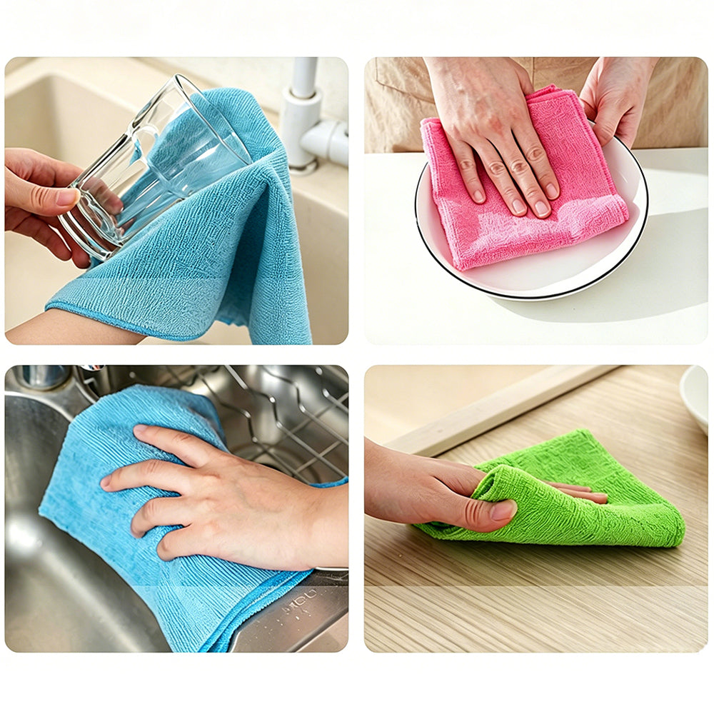 12Pcs Microfiber Cleaning Cloth Absorbent Car Towel Traps Grime Car Washing Cloth