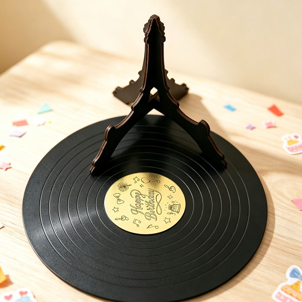 Vintage Vinyl Record Birthday Display Board Desktop Party Sign