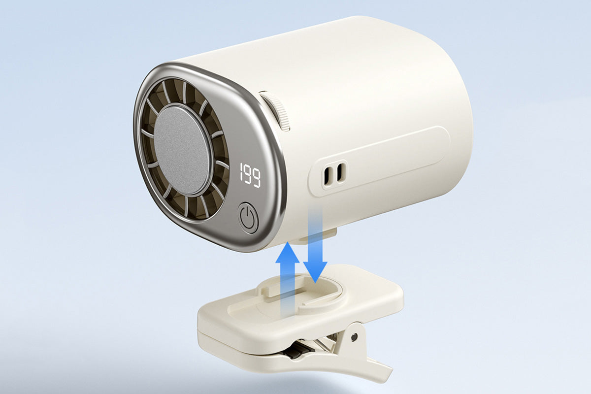 360 Rotatable 199-Speed Ice Cooling Clip Fan with Neck Lanyard TEC Semiconductor Cooling Fan Turbo Boost Wind