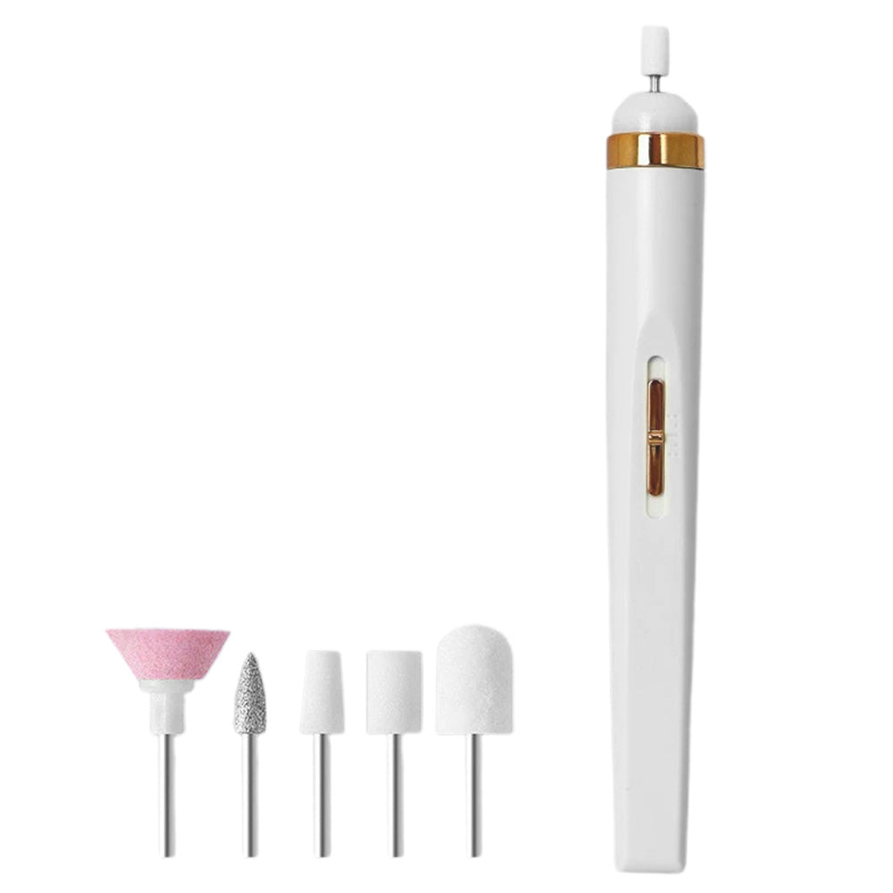 Portable USB Electric Nail File Drill Pen with 5 Grinding Heads
