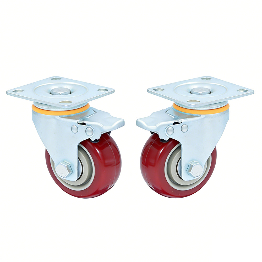 2XPolyurethane Caster Wheels with Brake Swivel Casters 3/4/5 Inch for Hand Trucks