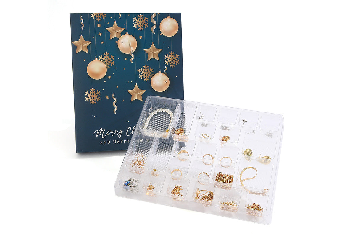 24PCS Christmas Jewelry Advent Calendar Bracelet Necklace Ring Earrings Set