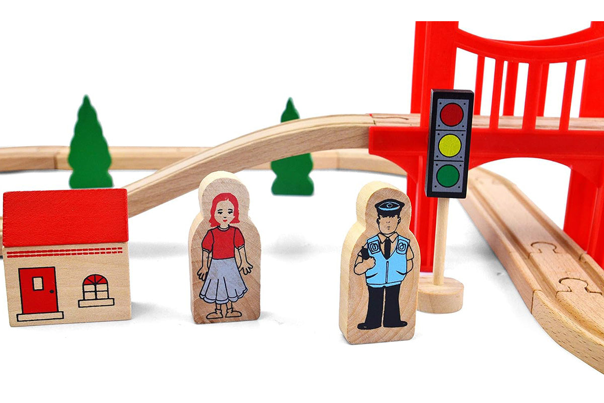 Wooden Train Set Wooden Tracks Expandable Changeable for 6 Years Old Girls Boys