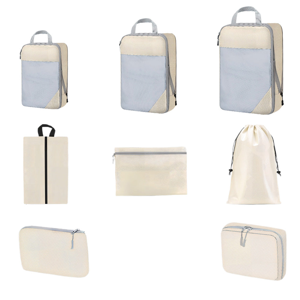 8 Set Compression Packing Cubes For Travel Essentials Expandable Luggage Storage Bags Set