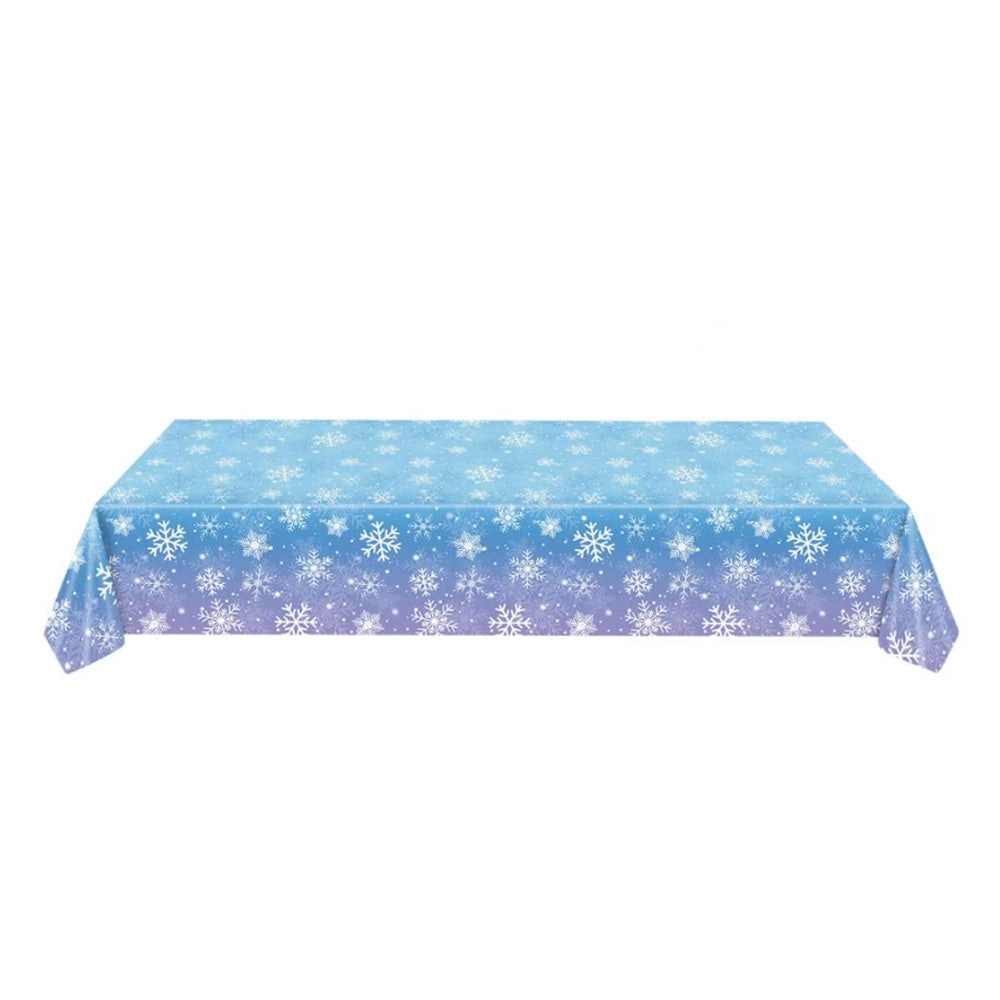 3Pcs Christmas Snowflake Tablecloth Winter Wonderland Table Cover