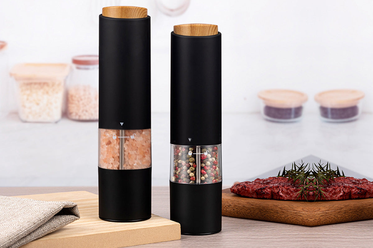 2PCS Electric Pepper Grinder LED Light Adjustable Coarseness