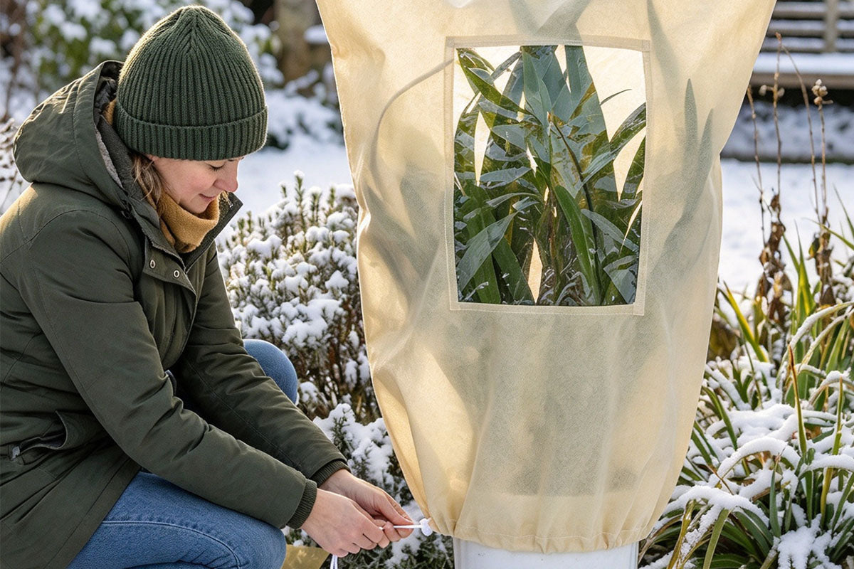 2Pcs Plant Frost Protection Cover with Zip Viewing Window Drawstring Winter Jacket