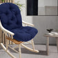 Solid Twill Swivel Rocker Chair Cushion High Back Water Resistant Pad-Navy