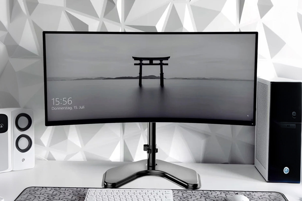 Monitor Stand Vertical Desktop Mount Freestanding Adjustable V-Base HD LED TV Screens