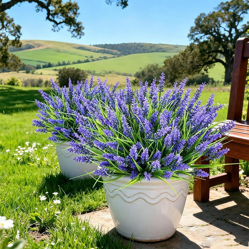 16Pcs Artificial Plants Outdoor Fake Lavender Realistic Plastic Faux Plants for Balcony Patio