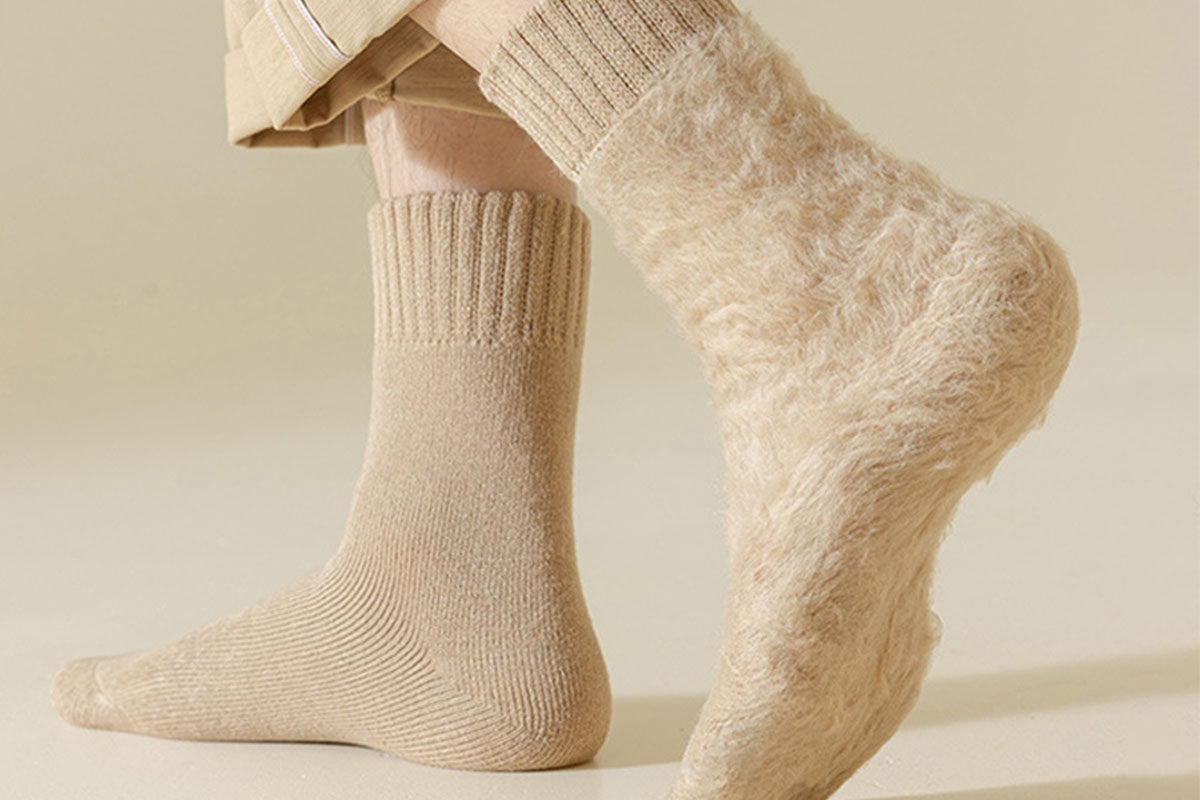 6-Pairs Men's Warm Fleece Lined Socks Winter Thermal Socks Cozy Warm Lined Socks