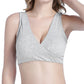 Seamless Wireless Cross Front Lounge Bra with Removable Pads for Women-Light Grey