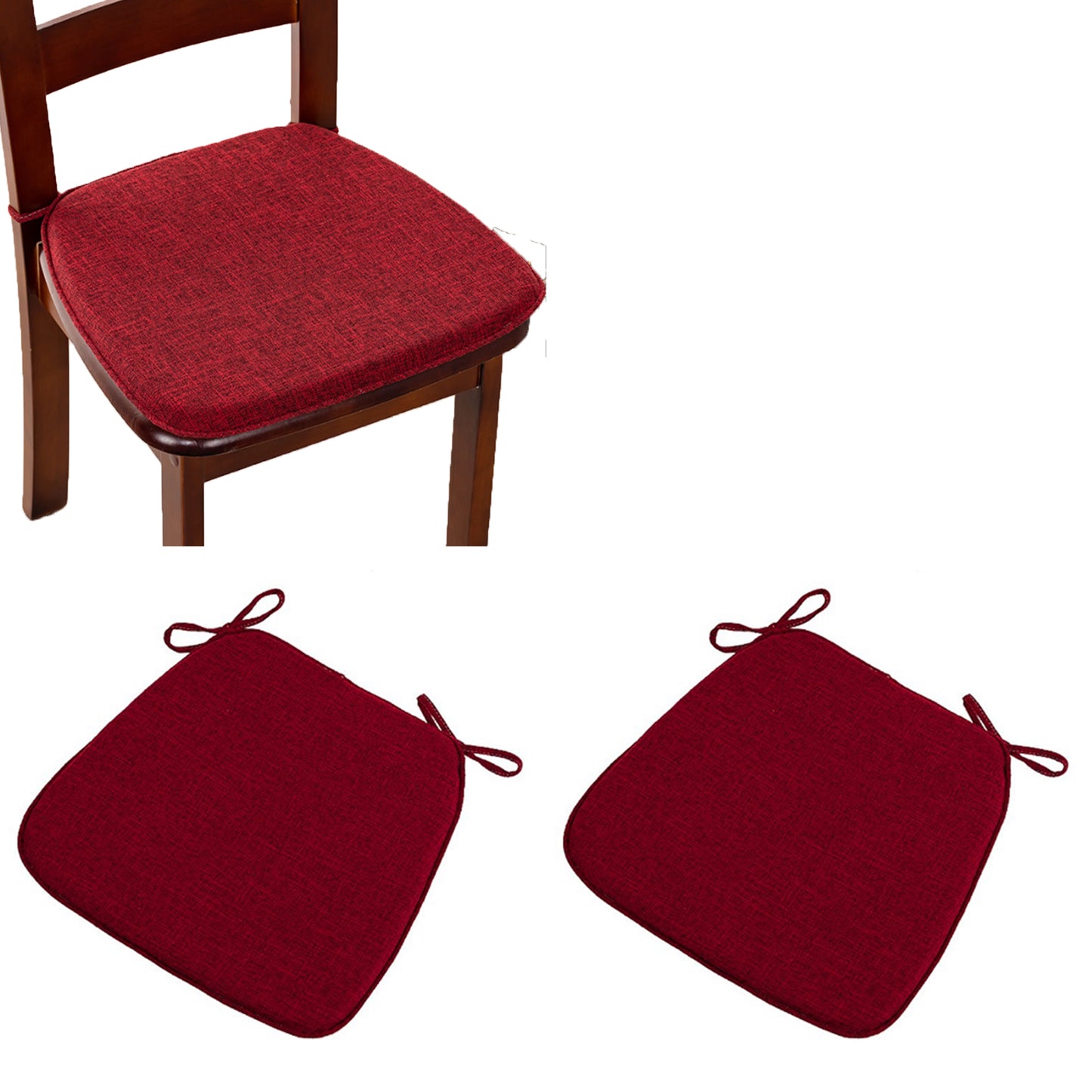2Pcs Hoof-Shape Non-Slip Chair Cushion With Ties