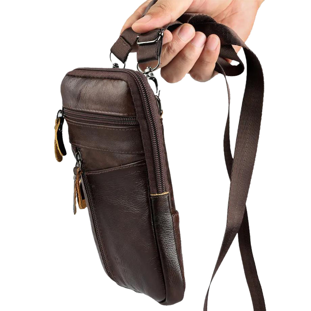 Leather Phone Pouch Crossbody Bag for Men