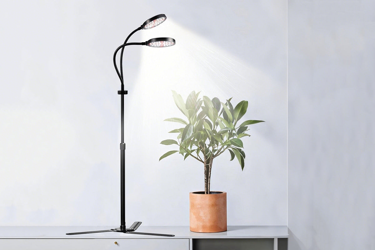 LED Grow Light Dual Head Full Spectrum Adjustable Plant Lamp for Indoor Plants