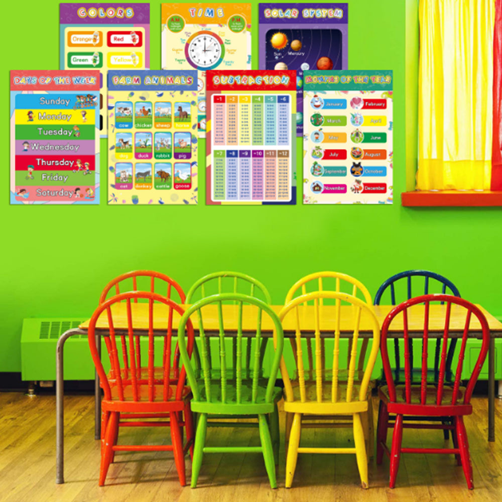 32Pcs Educational Preschool Posters for Classroom And Kindergarten