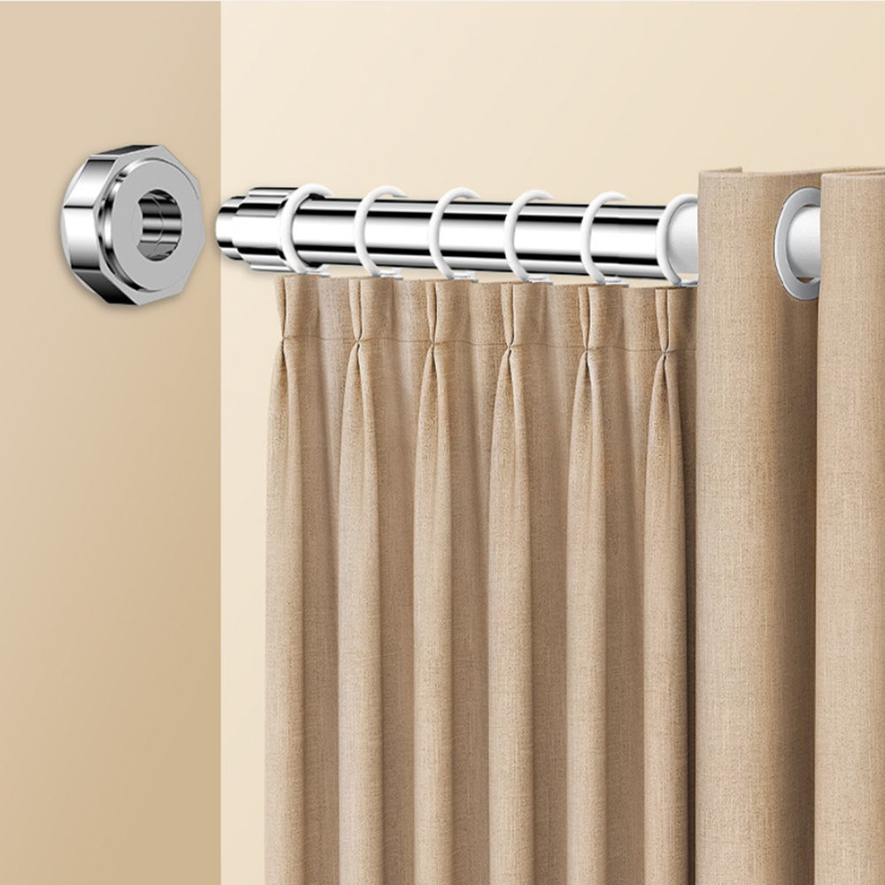 Adjustable Tension Rod Extendable Curtain Shower Closet Pole No Drill Telescopic-Silver