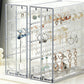 2-Tier Jewelry Organizer with Pull Out Drawer Earring Storage Box Display Case for Earrings Necklace Rings Studs