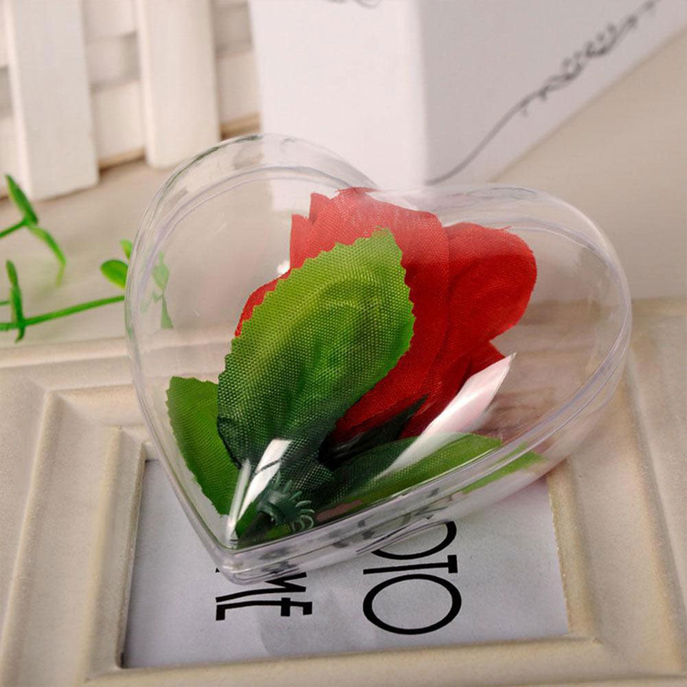10Pcs Christmas Heart-Shaped Plastic Baubles Fillable Clear Balls Xmas Tree Decor
