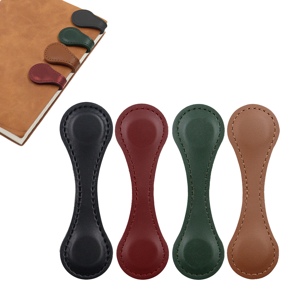 4Pcs Adhesive Leather Bookmark Dual-side Book Page Divider for Bookworm