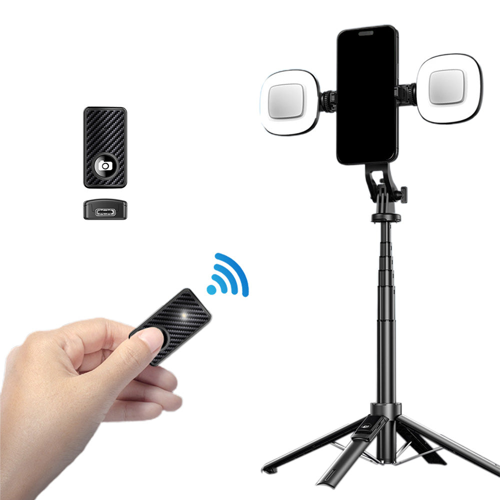 Phone Tripod Potable Selfie Stick With Wireless Detachable Remote Control And Fill Light