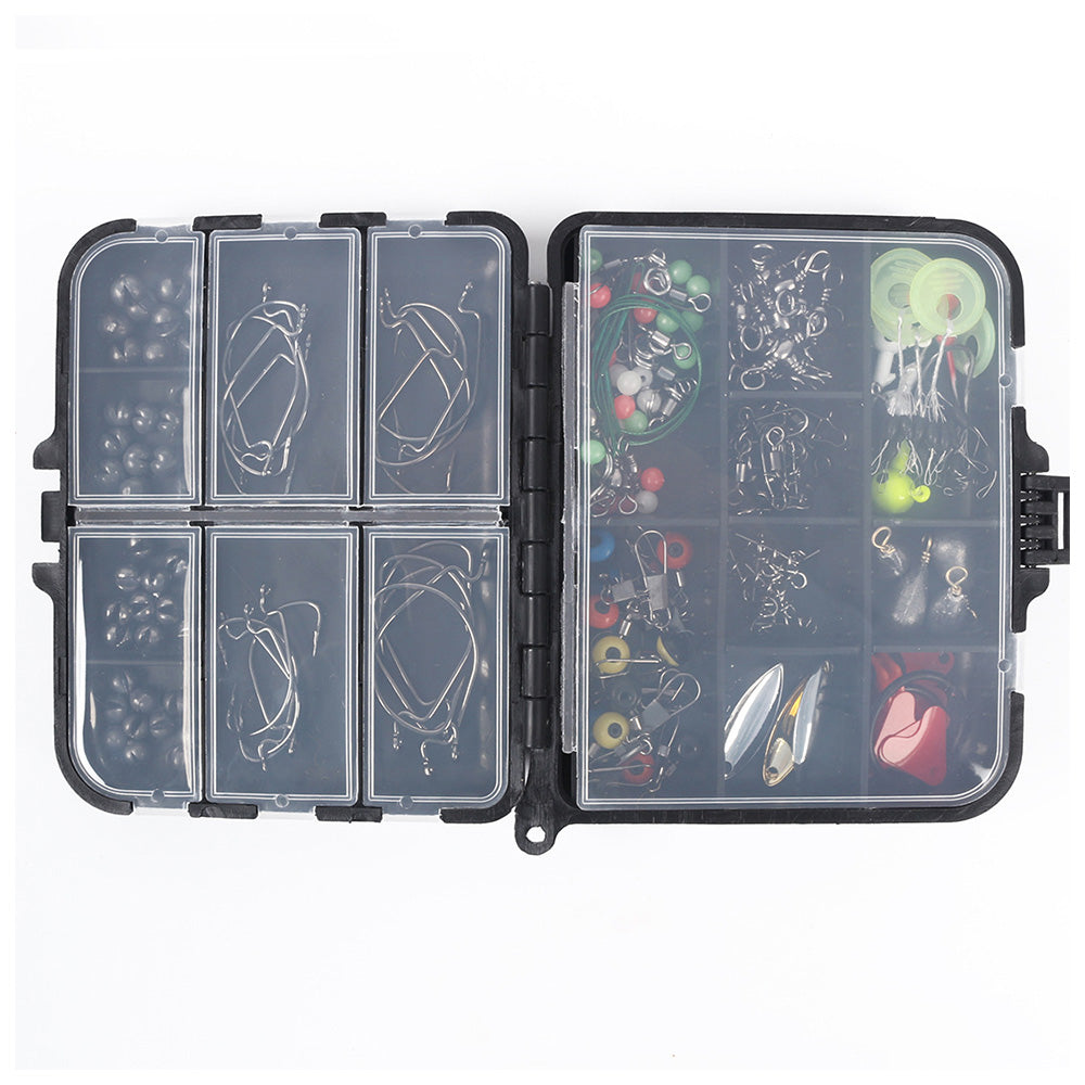 188Pcs Set Fishing Kit Waterproof Tackle Box with Hooks Weights Pliers for Bass Trout