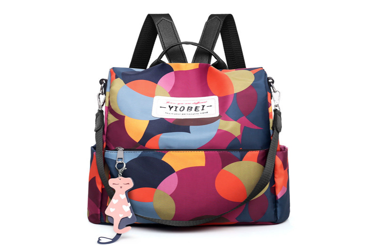 New Multifunctional Printed Anti-theft Backpack Oxford Travel Bag