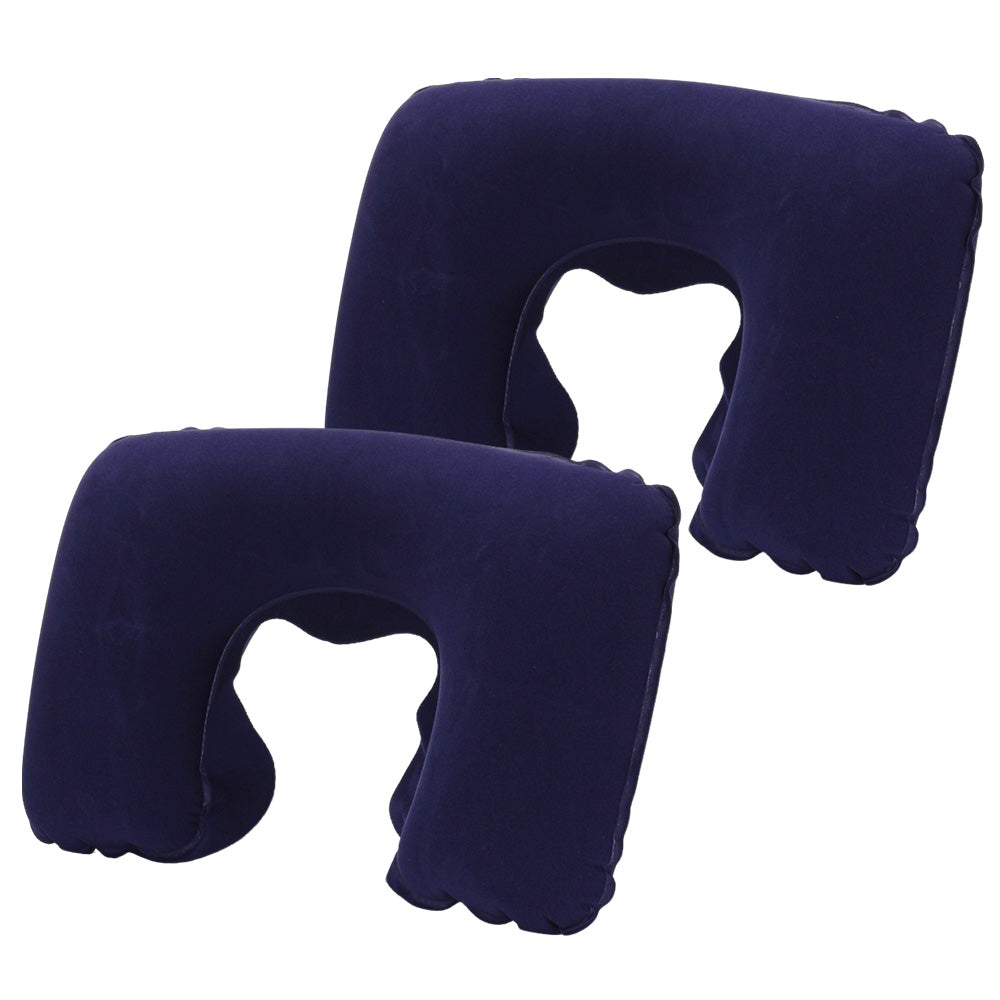 2 Pack Inflatable Travel Neck Pillow U Shaped for Car Plane Soft Velvet PVC Portable