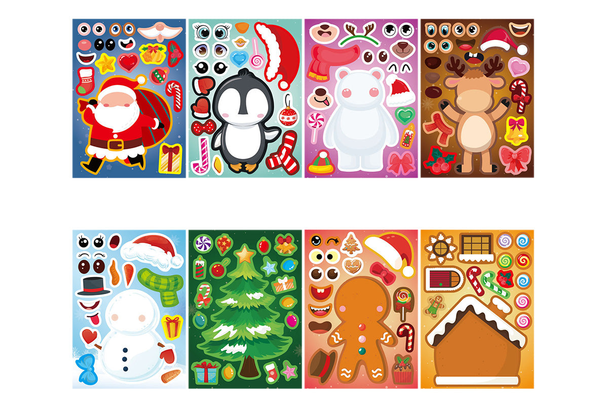 16Pcs Christmas Stickers DIY Stocking Stuffers Crafts Christmas Decorations